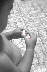 Wash the tomatoes, peel the garlic and chop them up. I handled the slicing part; he washed, peeled and nibbled on tomatoes & garlic.