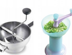 FOOD MILL/BABY FOOD GRINDER – Take a hand-turned food mill and use it to puree baby food… you end up with a baby food grinder. Supposedly, they are two different items, let me show you how they differ from each other.