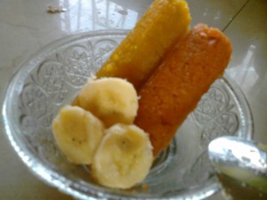 An ounce of squash, carrot and banana.